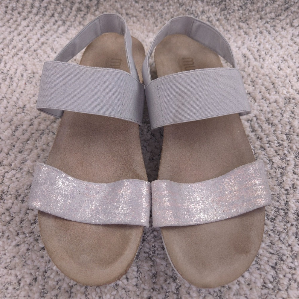 Munro Sandals Womens Size 8 Pisces Wedge Strap Sparkle Gray Comfort Shoes - Picture 2 of 9